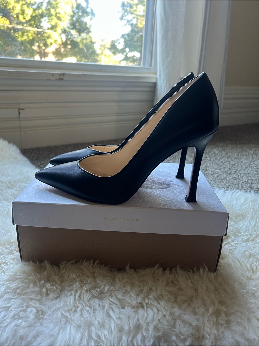 Jessica Simpson Black Pointed Leather Stiletto Pumps